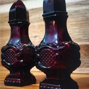 AVON Cape Cod Ruby Red Glass Salt/Pepper Shakers (Set)